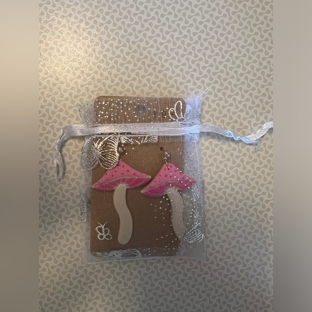 Pink Mushroom Earrings